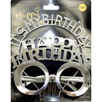 Обруч для волосся та окуляри "It's my birthday" срібло