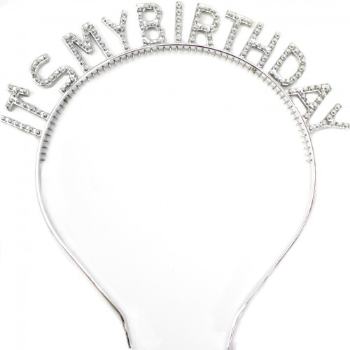 Обруч для волосся та окуляри "It's my birthday" срібло