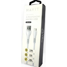 Кабель USB > microUSB Havit HV-CB640C 2.1A 1.8м white