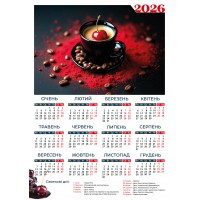 Календар А3 верт "Кава з вишнею" 2026
