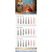 Календар кварт. настін. "Зимовий Песик" 2026 ,3 пружини