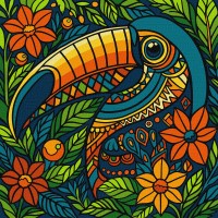Картини по номерах акрил. "Вітраж. Тукан" 30х30см №KHO5163/Ідейка/
