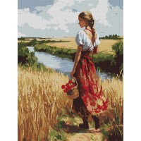 Картини по номерах акрил. "Українка та лани" 30х40см №KHO8486/Ідейка/