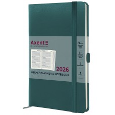 Щотижн. B6 "Axent" дат2026 Partner Strong малахітовий №8505-26-31(12)