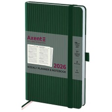 Щотижн. B6 "Axent" дат2026 Partner Lines темно-зелений №8515-26-23(12)(24)