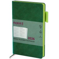 Щотижн. В6 "Axent" дат2026 Partner Soft Muse,зелений №8527-26-2-A