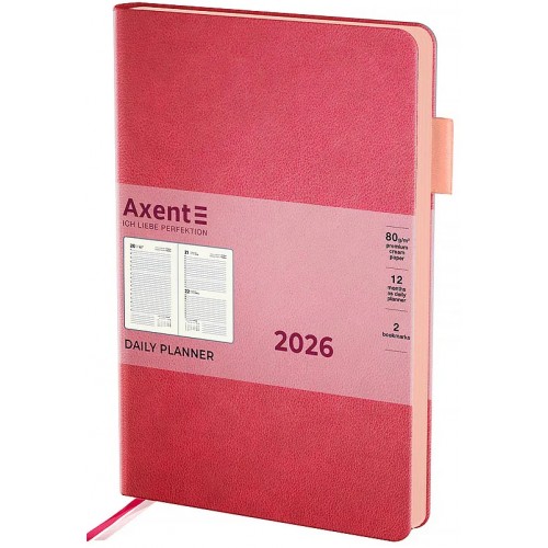 Щоден. A5 "Axent" дат2026 Partner Soft Muse,рожевий №8827-26-1-A