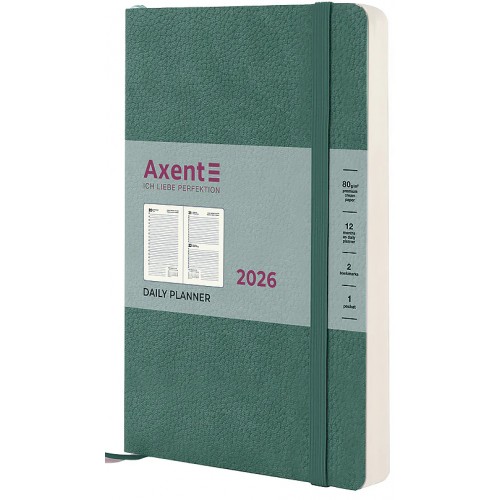 Щоден. A5 "Axent" дат2026 Partner Soft Skin,сіро-лазурний №8810-26-48-A