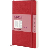 Щоден. A5 "Axent" дат2026 Partner Soft Skin,червоний №8810-26-06-A