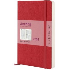 Щоден. A5 "Axent" дат2026 Partner Soft Skin,червоний №8810-26-06-A