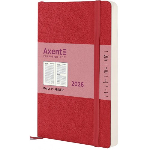 Щоден. A5 "Axent" дат2026 Partner Soft Skin,червоний №8810-26-06-A