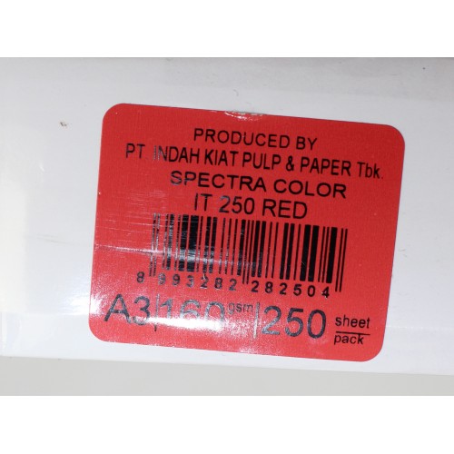 Папір кольор. А3 160г/м інт. Spectra Color Red 250 (червоний)(250)(1250)