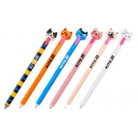 Ручка авт. гел. "Kite" №К25-027 Cats "пиши-стирай" синя(36)