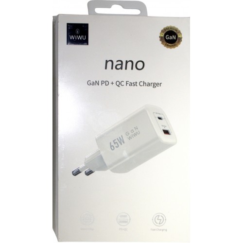 Зарядний пристрій Wiwu Type C, USB/Breidon/