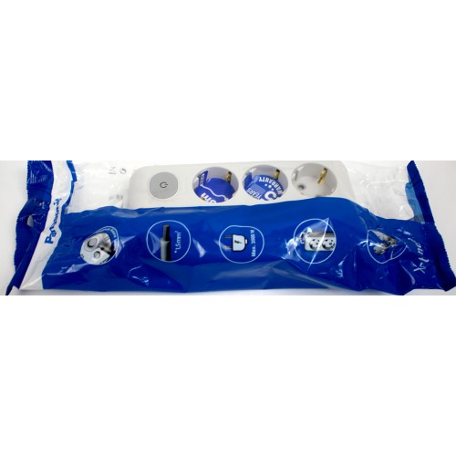 Подовжувач "Panasonic" 3гнізда 3м+зазем. захисні шторки,з вимикачем 16A сірий№WLTA0433-2GR