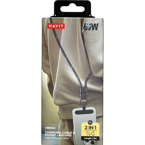 Кабель Type-C > Type C Havit HV-CB6340 PD60W 3A 1.2м black