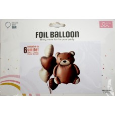 Набір кульок повітр. для фотозони "Коричневий мішка, коричневі бежеві серця" 6шт(10)