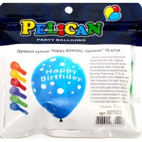 Набір кульок повітр. латексних 12"/30см "Happy Birthday," 10шт №827022/Pelican/(5)