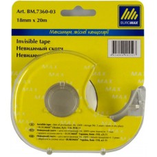 Стрічка клейка канц. "Buromax" 18ммх20м прозор. в диспенсері №7360-03(8)(72)