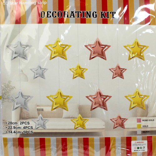 Гірлянда декор "Зірка" велика золото №16233(12)