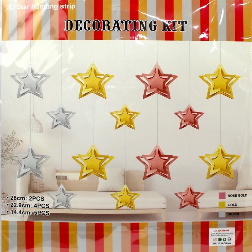 Гірлянда декор "Зірка" велика рожеве золото №16233(12)