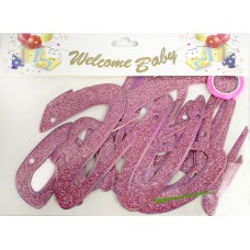 Гірлянда "Welcome baby" рожевий глітер №16238(36)