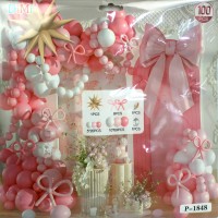 Набір кульок повітр. для фотозони "Рожевий з бантиками" №QQL-1848(10)