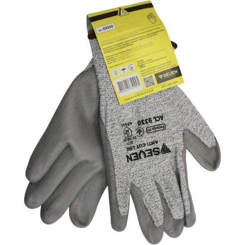Рукавиці синт. "Anticut" сірі з сірим з поліуретановим покриттям р,10 "б" ACL9330 №69330
