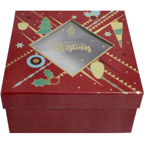 Коробка подарункова 19х19х9,5см червона №730-15-L