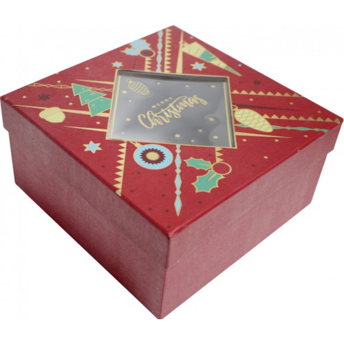 Коробка подарункова 19х19х9,5см червона №730-15-L