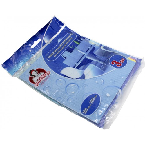 Серветка для прибирання "Помічниця" целлюлозна (3шт) прогумовані 18х20см №8541