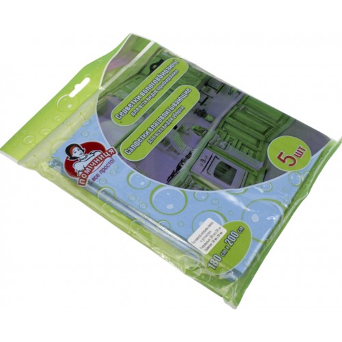 Серветка для прибирання "Помічниця" целлюлозна (5шт) прогумовані 18х20см №8558