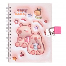 Блокнот пруж. бок. В6 48арк. кліт. із замком асорті"Kids line. Capybara2" №ZB.700006/Zibi/