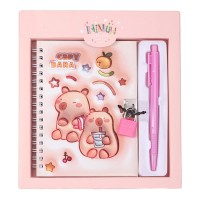 Блокнот пруж. бок. А5 48арк. кліт. із замк. і ручк."Kids line. Capybara" №ZB.700011/Zibi/