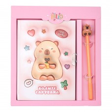 Блокнот А4 50арк. кліт. із замком та ручкою асорті "Kids line. Capybara" №ZB.700012/Zibi/