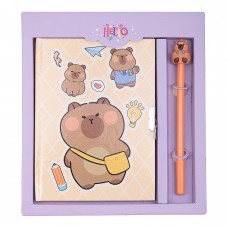 Блокнот А4 50арк. кліт. із замком та ручкою асорті "Kids line. Capybara1" №ZB.700013/Zibi/