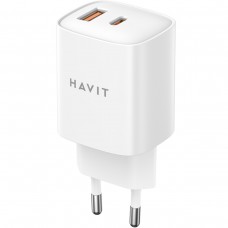 Зарядний пристрій Havit №UCP019 20W USB-A+USB-C швидка зарядка white
