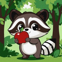 Картини по номерах акрил. "Милий єнот з яблучком" 30х30см №KHO6719/Ідейка/