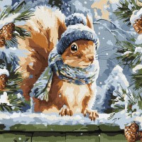 Картини по номерах акрил. "Зимове білченя" 40х40см №KHO6841/Ідейка/