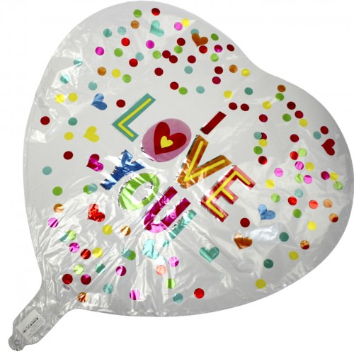 Кулька повітр. фольг. "Серце I love you" конфетті 18см №TX079/13766(50)