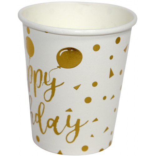 Стакан паперовий "Happy birthday кульки золото"(10)
