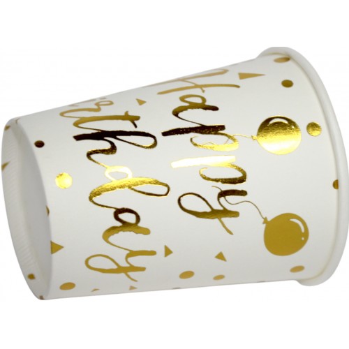 Стакан паперовий "Happy birthday кульки золото"(10)