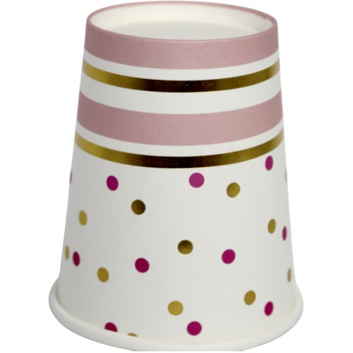 Стакан паперовий "Золото, рожеві полоси, горох"(10)