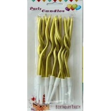 Свічка в торт 12шт+12підсв. "Спіральні" золото №A6/7025(60)