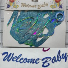 Гірлянда "Welcome baby" блакитний глітер №16238(36)