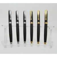 Ручка авт. з повор. кульк. метал. "Baixin" синя №BP861(7,2) золото/срібло+чорна(12)