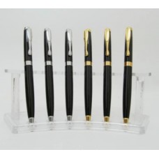 Ручка авт. з повор. кульк. метал. "Baixin" синя №BP861(7,2) золото/срібло+чорна(12)