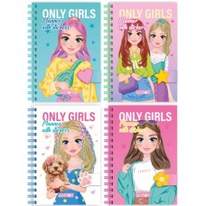 Блокнот пруж. бок. В6 64арк. "Only Girls Planner" з наліпками №LS-01/Апельсин/(12)