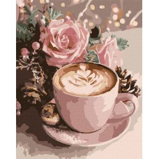 Картини по номерах акрил. "Новорічне капучіно з фарбами металік" 40х50см №KHO5743/Ідейка/