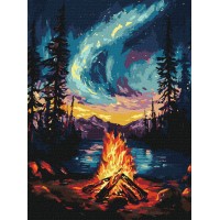 Картини по номерах акрил. "Північне сяйво з фарбами металік extra" 30х40см №KHO6361/Ідейка